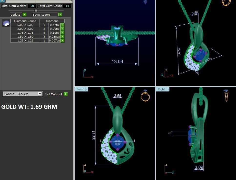 Women solitaire pendant 3dm render detail 3D print model_6
