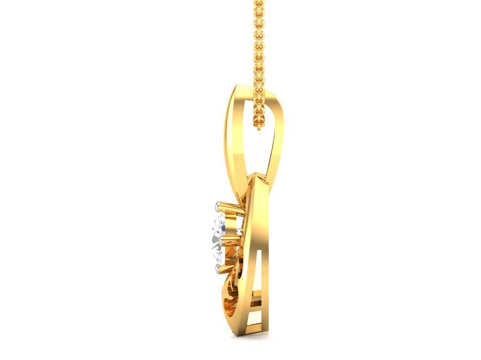 Women solitaire pendant 3dm render detail 3D print model_4