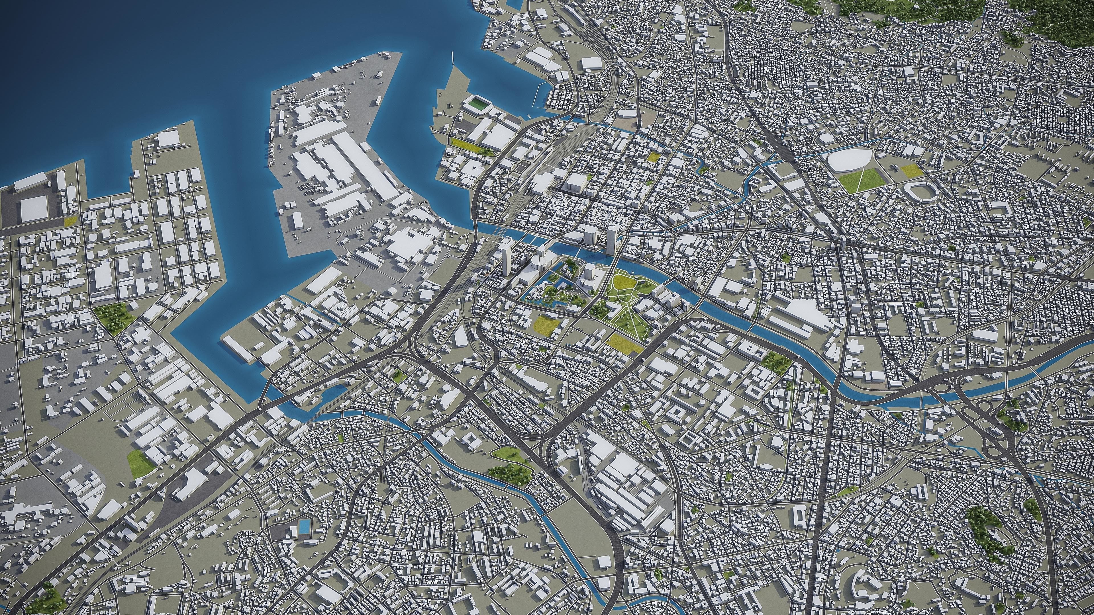 Kitakyushu Low-poly 3D model_12