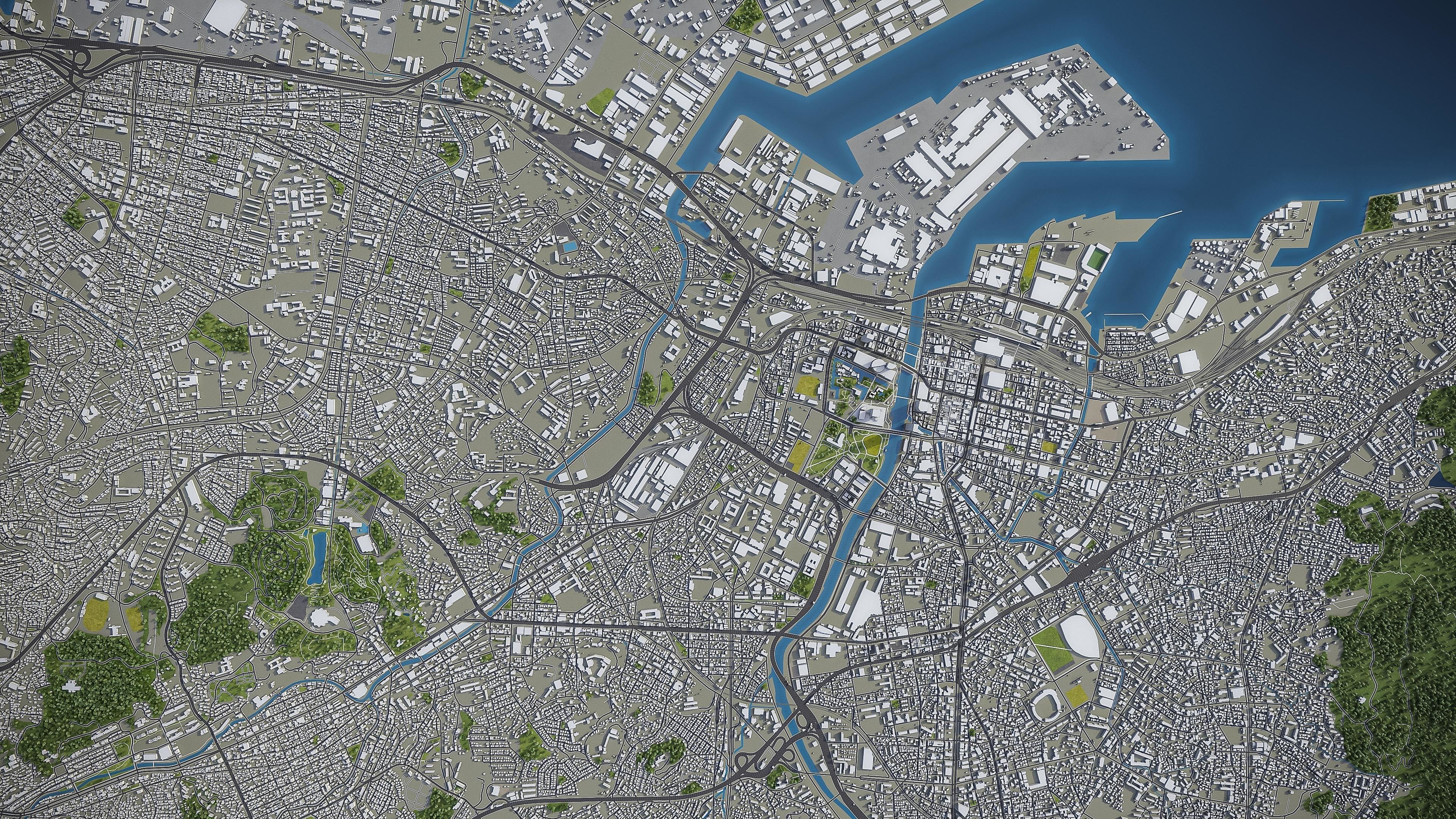 Kitakyushu Low-poly 3D model_3