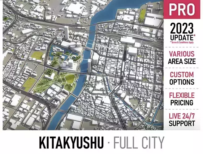 Kitakyushu Low-poly 3D model