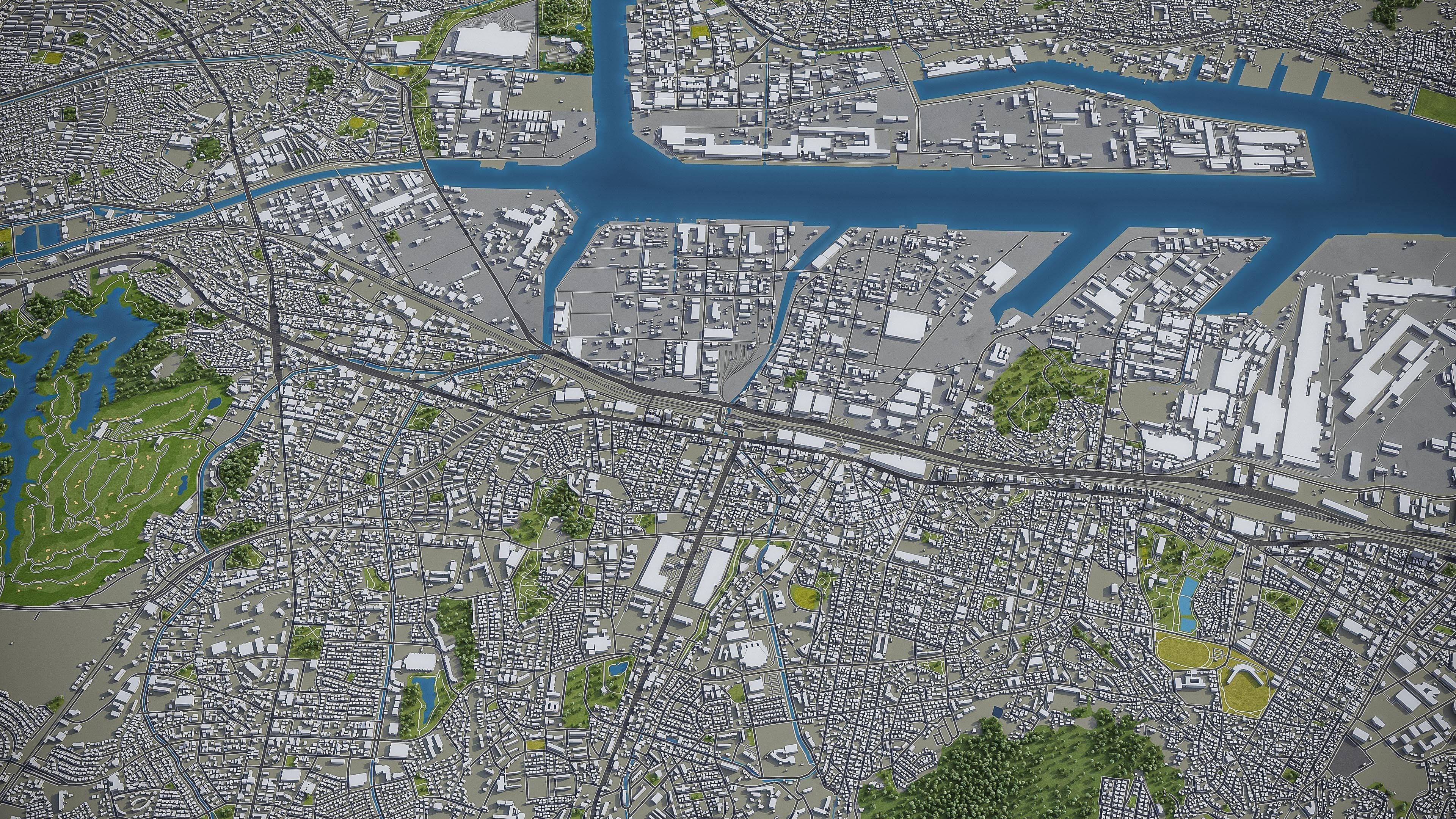 Kitakyushu Low-poly 3D model_6