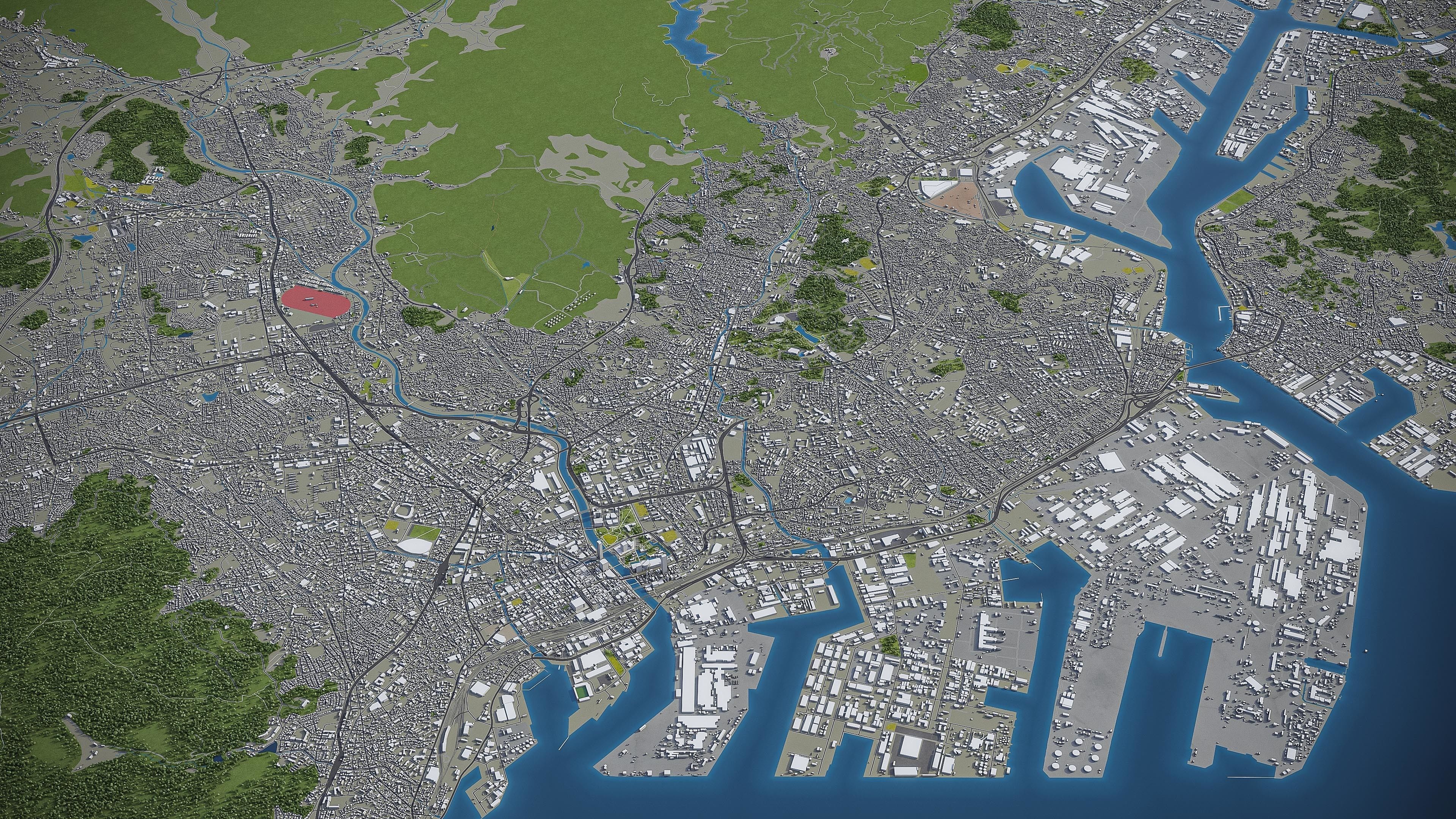 Kitakyushu Low-poly 3D model_10