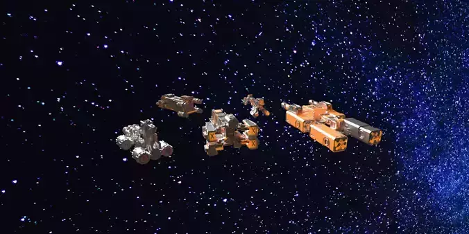 8k Deep Space Starship Pack Space Ships PBR 3D model