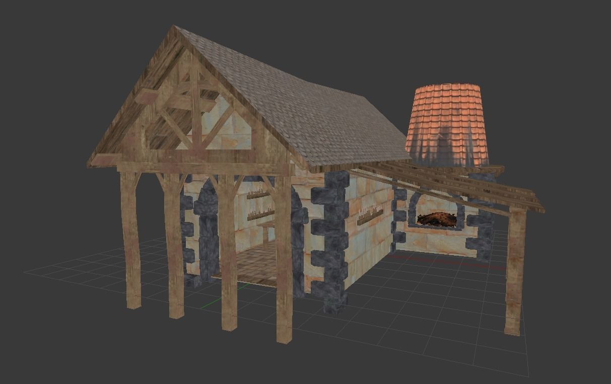 Medieval Forge Game Ready Low-poly 3D model_6