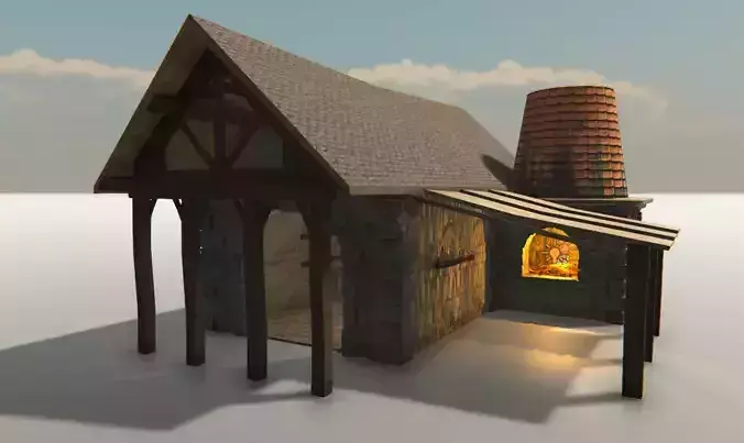 Medieval Forge Game Ready Low-poly 3D model