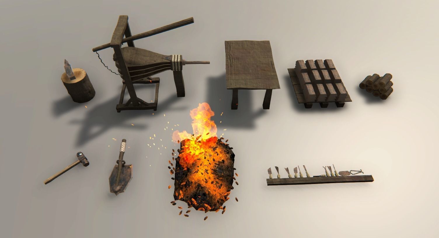 Medieval Forge Game Ready Low-poly 3D model_7
