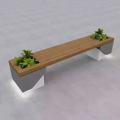 Modern Bench Street and Garden 7 3D model