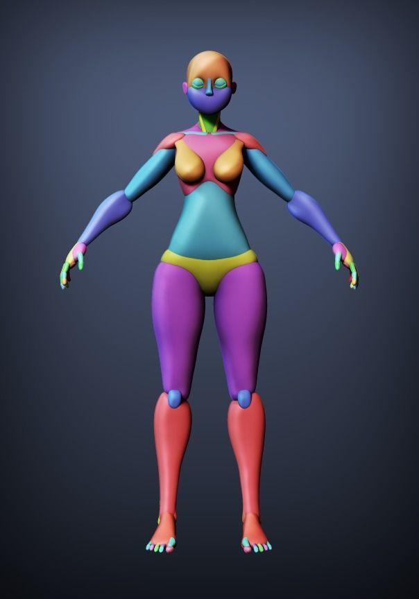 Stylized Female Blocking 3D model_1