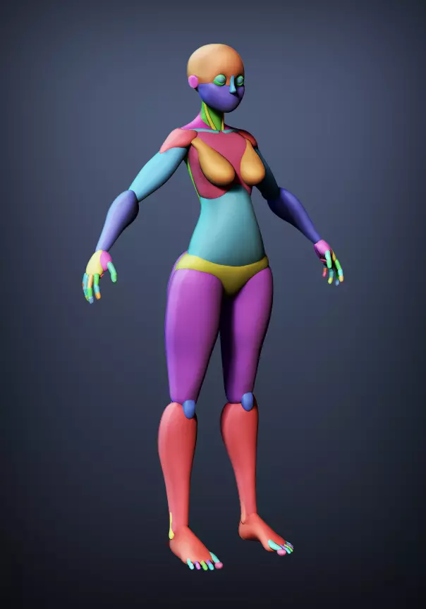 Stylized Female Blocking 3D model_0