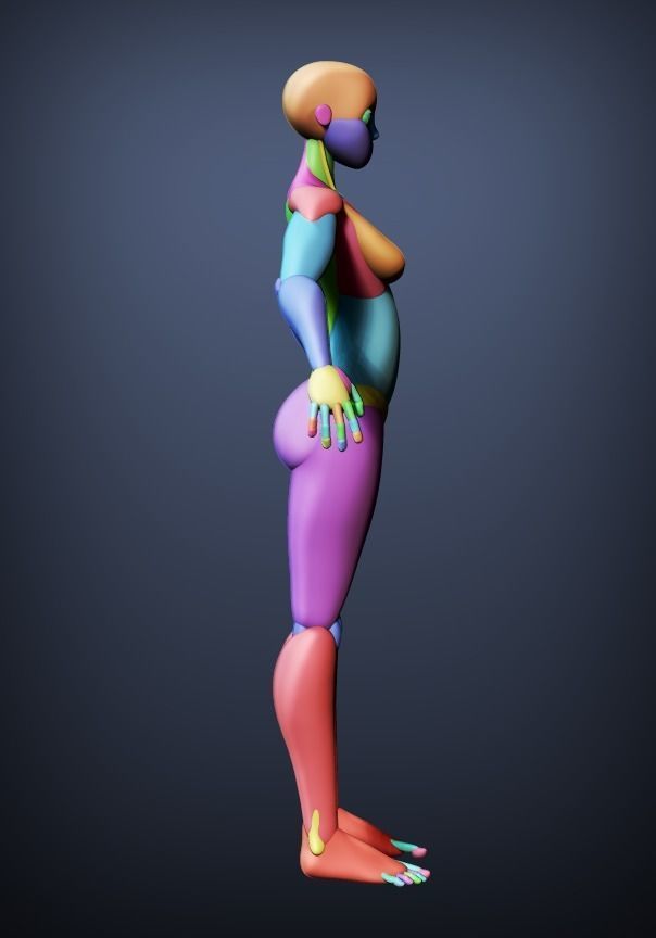 Stylized Female Blocking 3D model_2