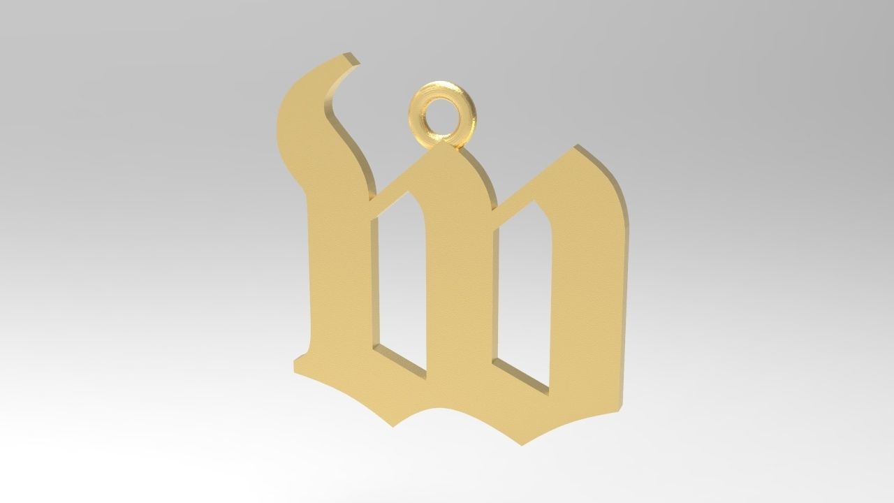 Gothic Alphabets Little Letter Pendants 3D print model_60