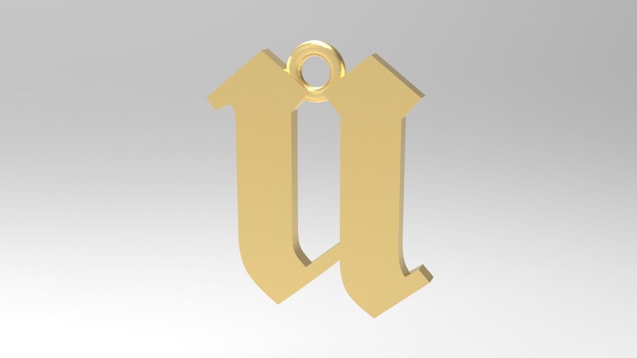 Gothic Alphabets Little Letter Pendants 3D print model_51