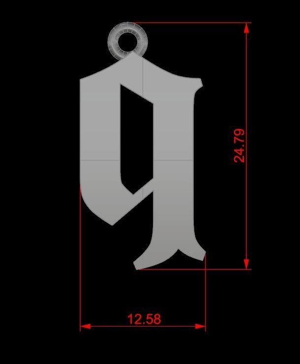Gothic Alphabets Little Letter Pendants 3D print model_54