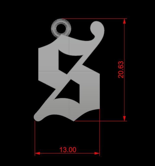 Gothic Alphabets Little Letter Pendants 3D print model_38