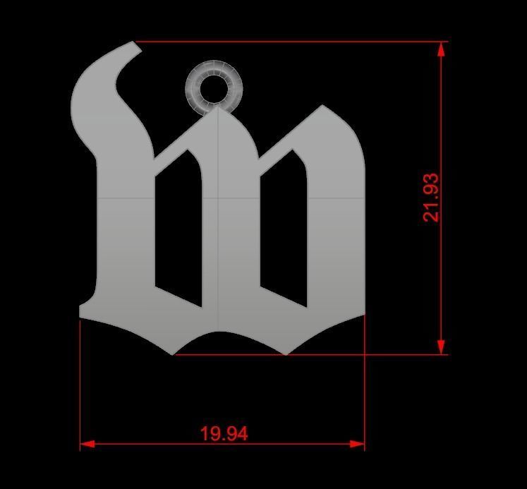 Gothic Alphabets Little Letter Pendants 3D print model_74