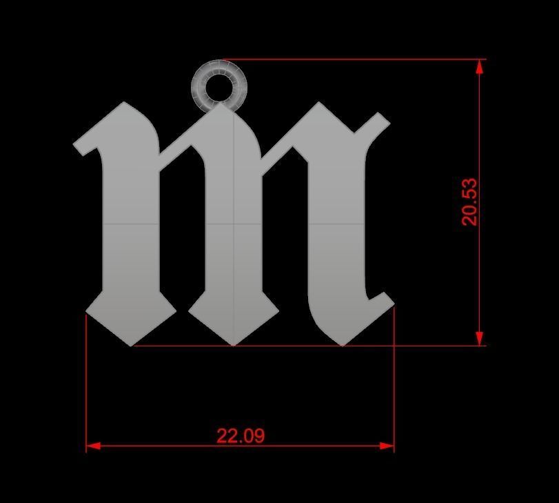 Gothic Alphabets Little Letter Pendants 3D print model_20