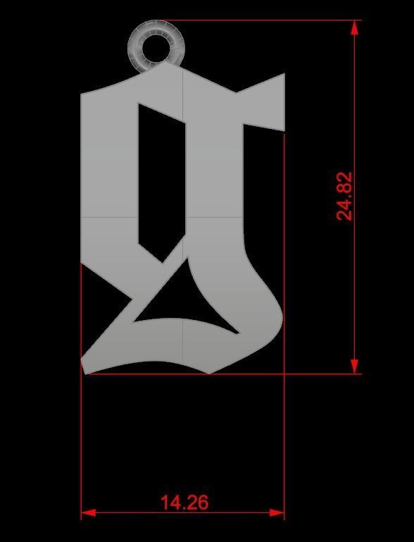 Gothic Alphabets Little Letter Pendants 3D print model_25