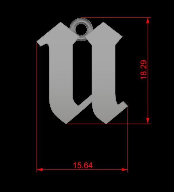 Gothic Alphabets Little Letter Pendants 3D print model_53