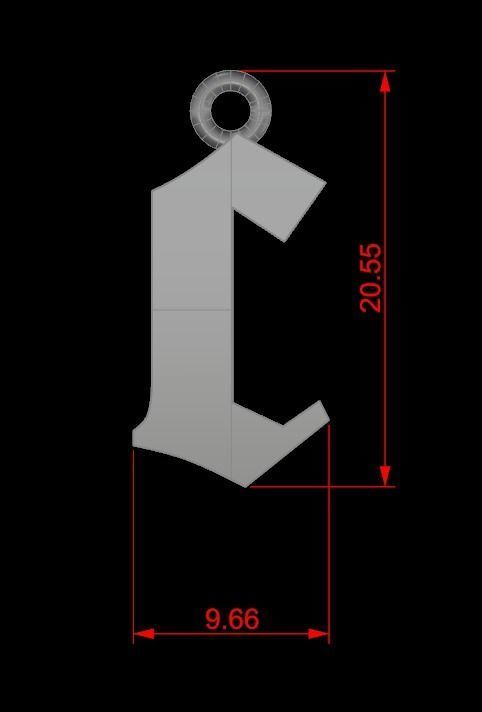 Gothic Alphabets Little Letter Pendants 3D print model_6