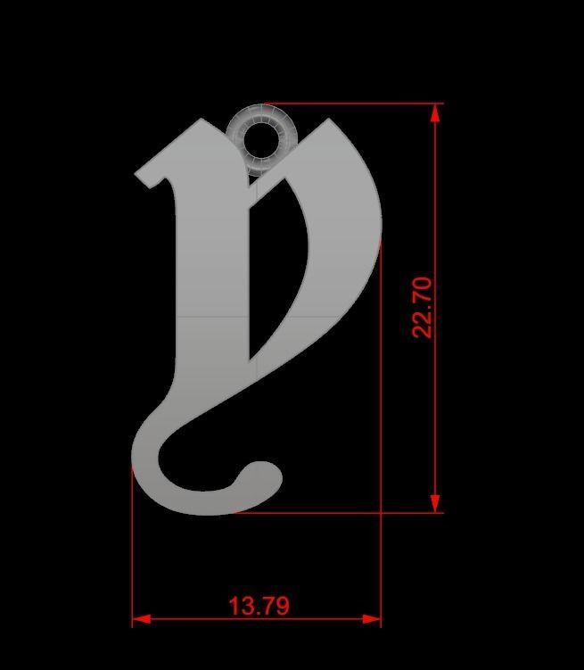 Gothic Alphabets Little Letter Pendants 3D print model_76