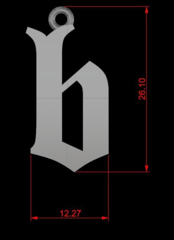 Gothic Alphabets Little Letter Pendants 3D print model_4
