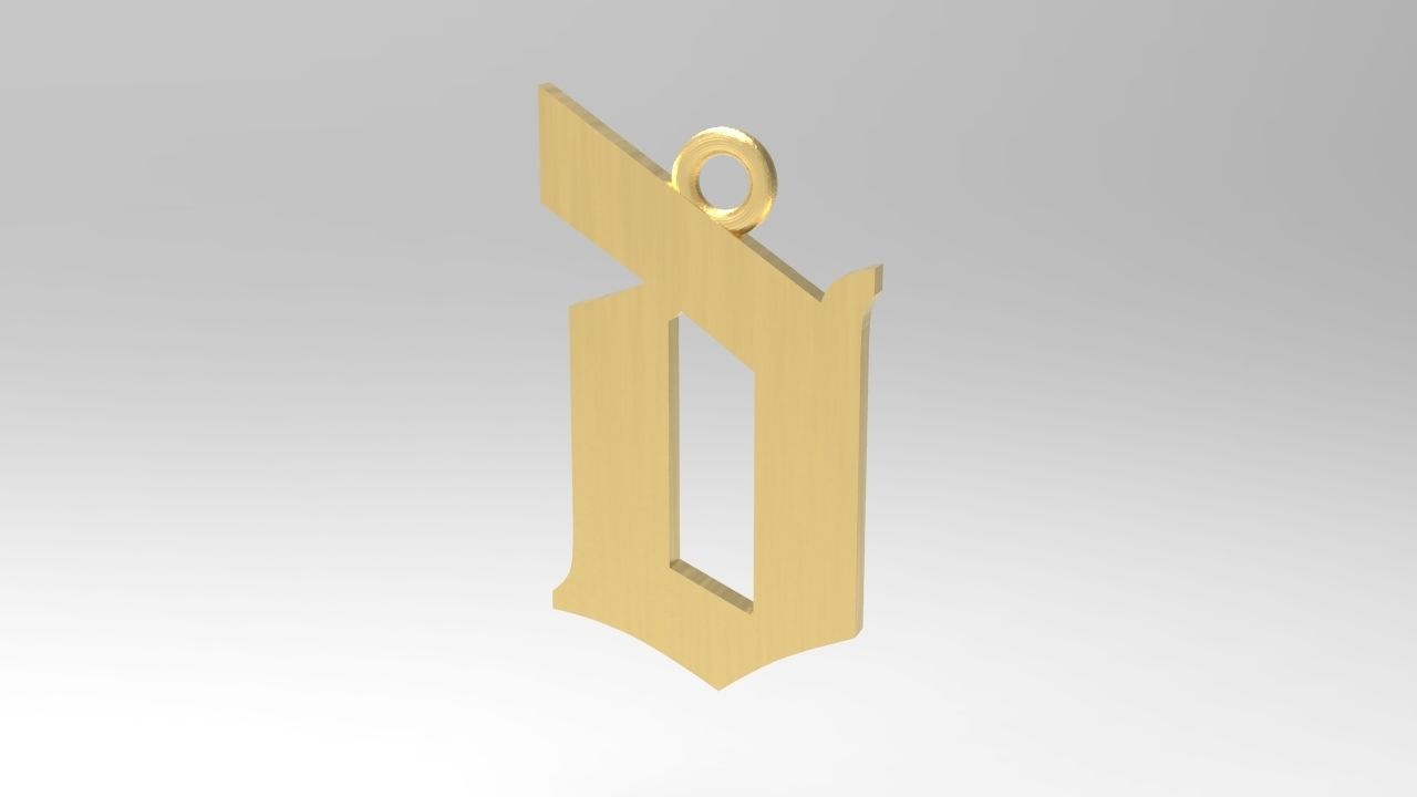 Gothic Alphabets Little Letter Pendants 3D print model_7