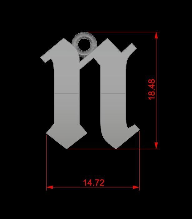 Gothic Alphabets Little Letter Pendants 3D print model_23