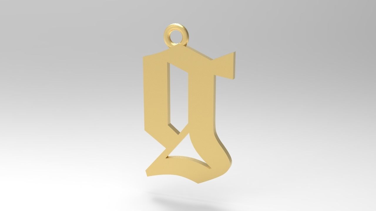 Gothic Alphabets Little Letter Pendants 3D print model_18