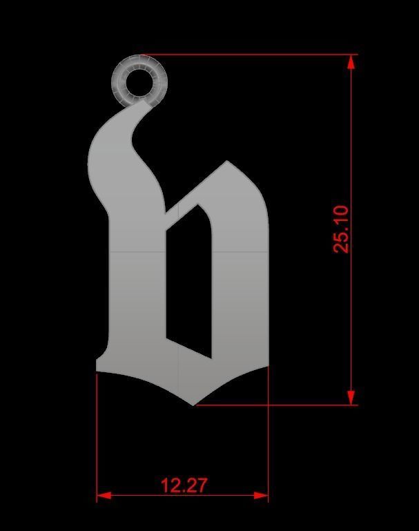 Gothic Alphabets Little Letter Pendants 3D print model_55