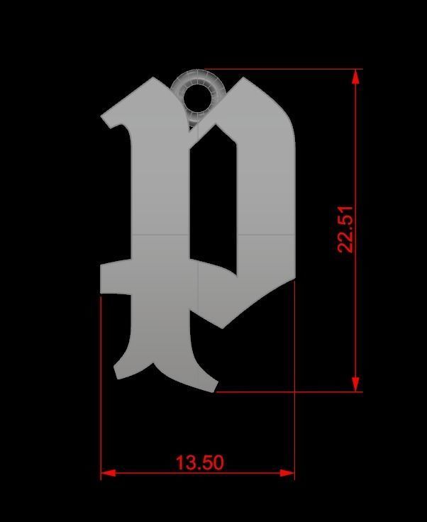 Gothic Alphabets Little Letter Pendants 3D print model_50