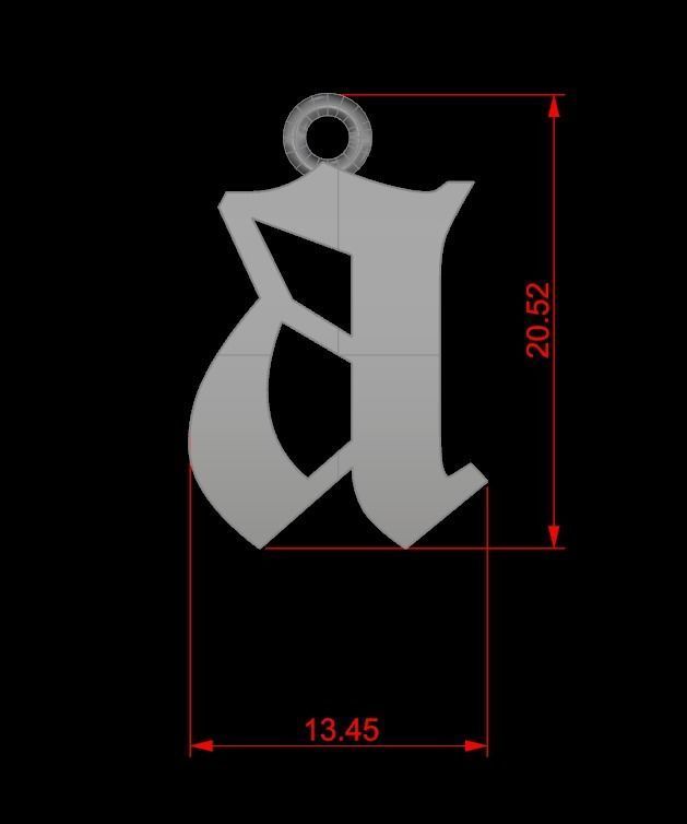 Gothic Alphabets Little Letter Pendants 3D print model_2