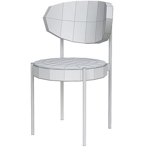 Chairs collection 3d model chair with metal frame Low-poly 3D model 5