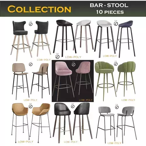 BAR - STOOL  collection 3d model Low-poly 3D model