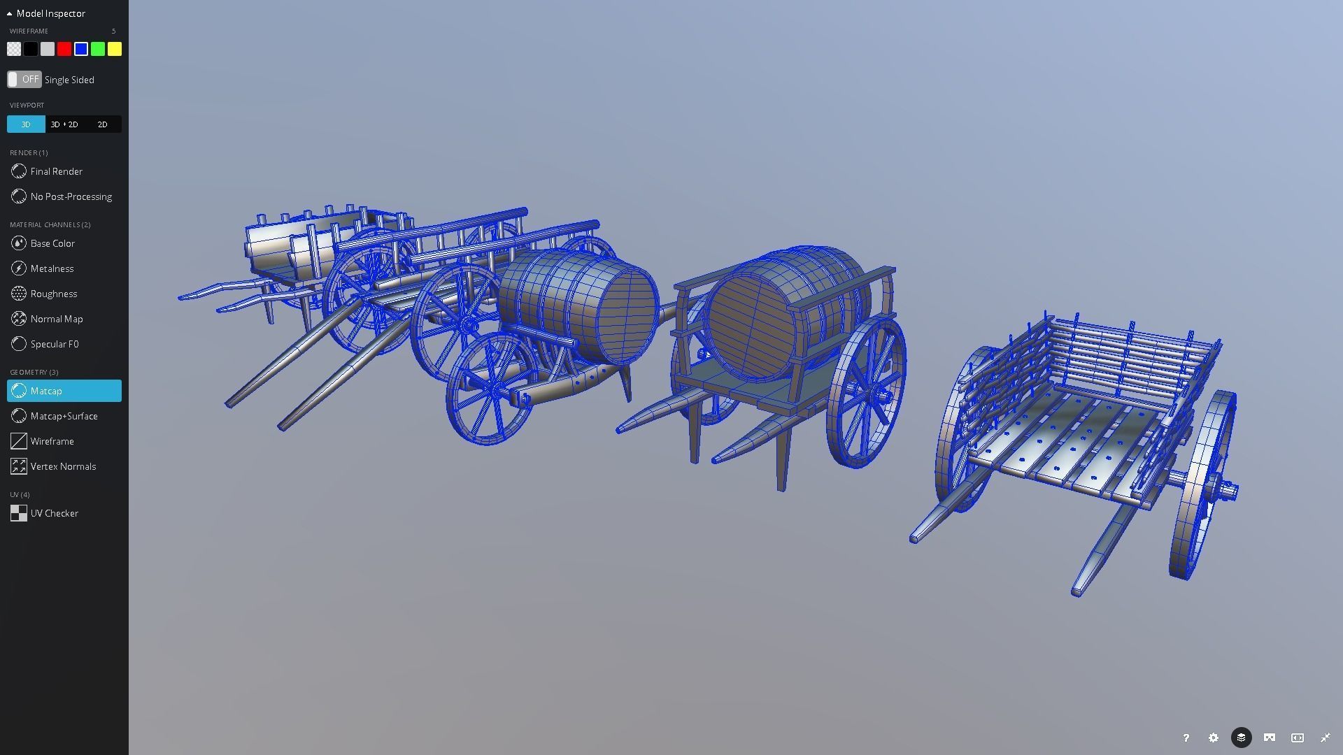 Medieval Cart Pack Low-poly 3D model_5