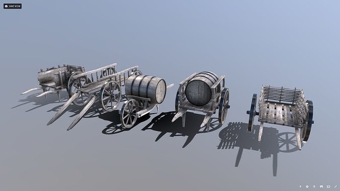 Medieval Cart Pack Low-poly 3D model