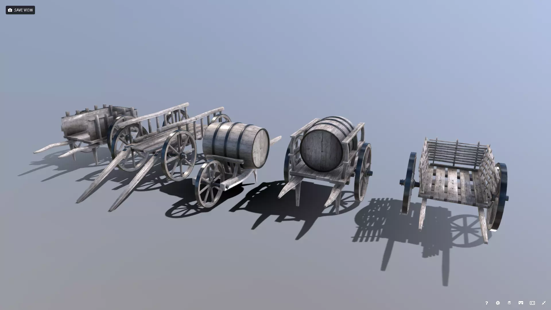 Medieval Cart Pack Low-poly 3D model_0