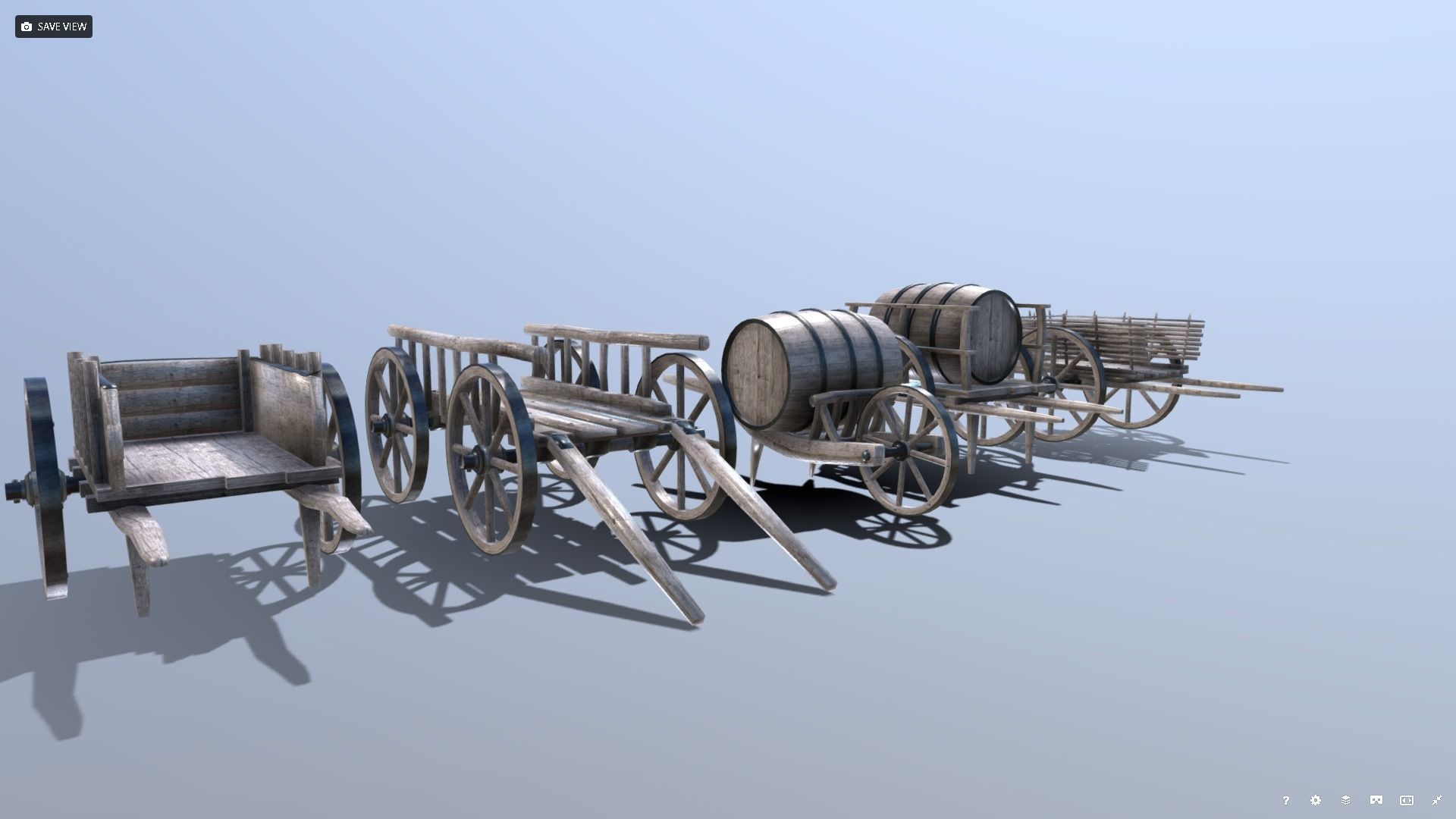 Medieval Cart Pack Low-poly 3D model_11