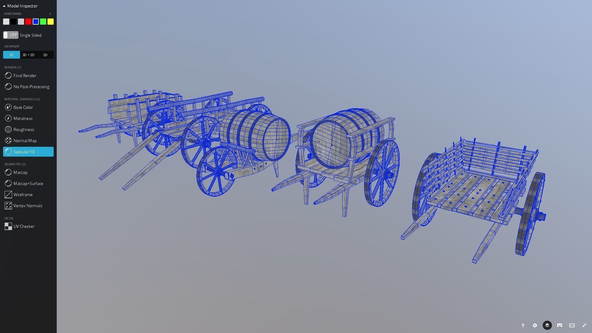 Medieval Cart Pack Low-poly 3D model_6