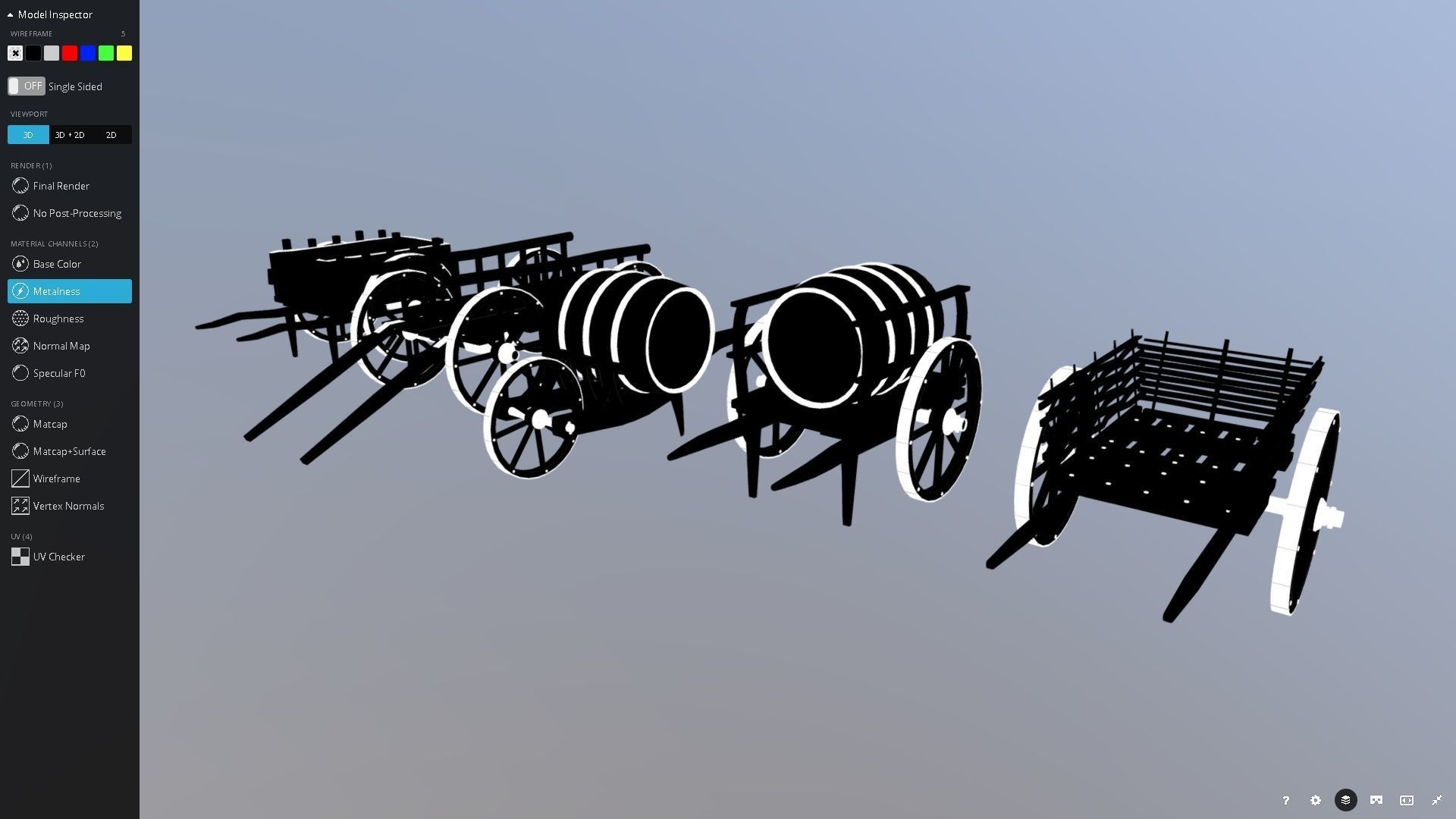 Medieval Cart Pack Low-poly 3D model_8