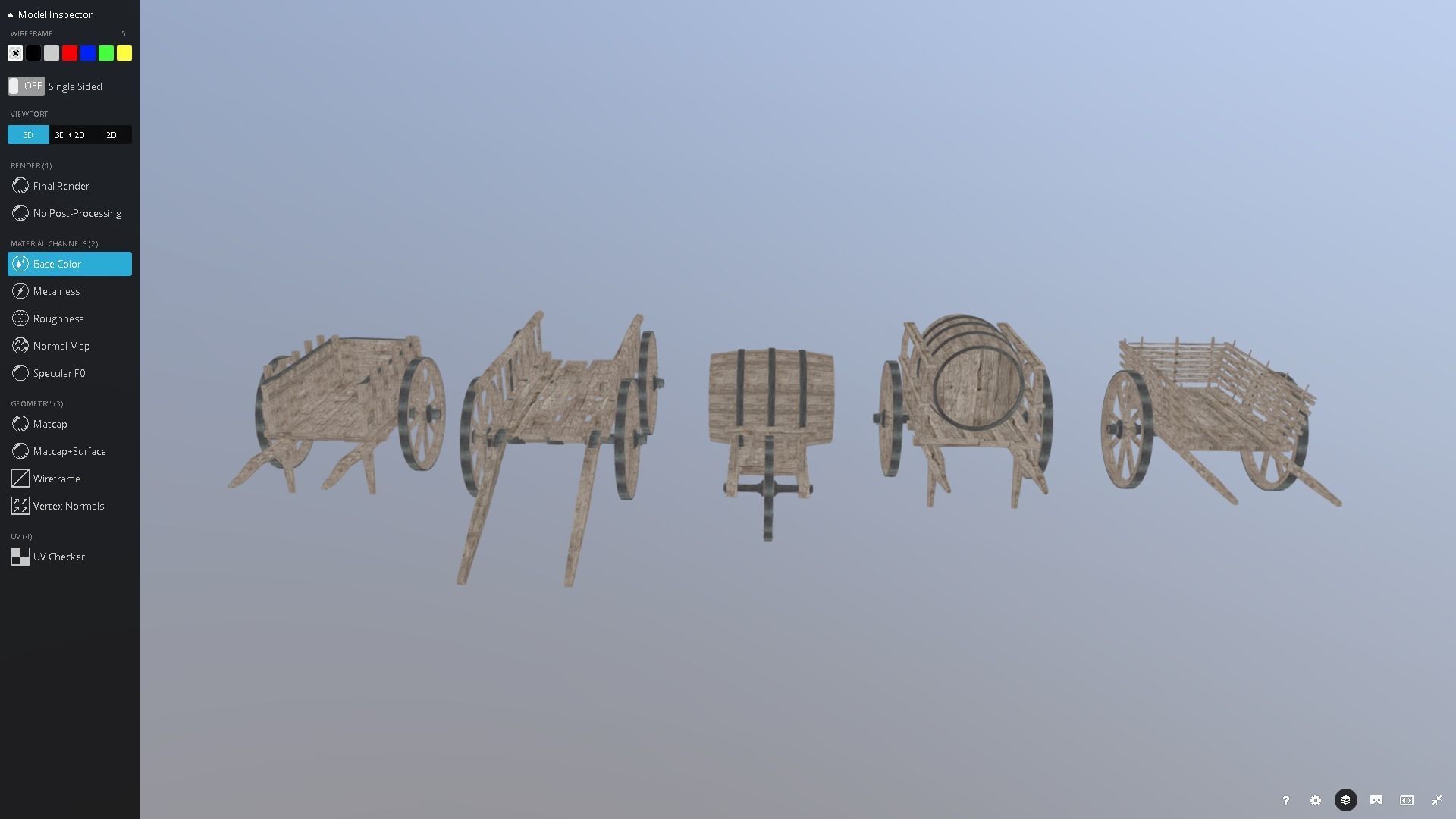Medieval Cart Pack Low-poly 3D model_9