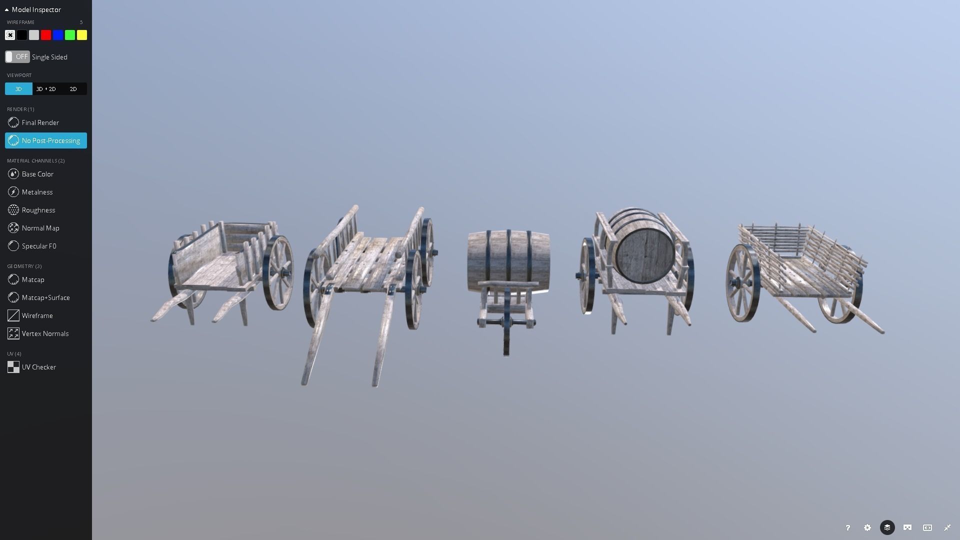 Medieval Cart Pack Low-poly 3D model_10