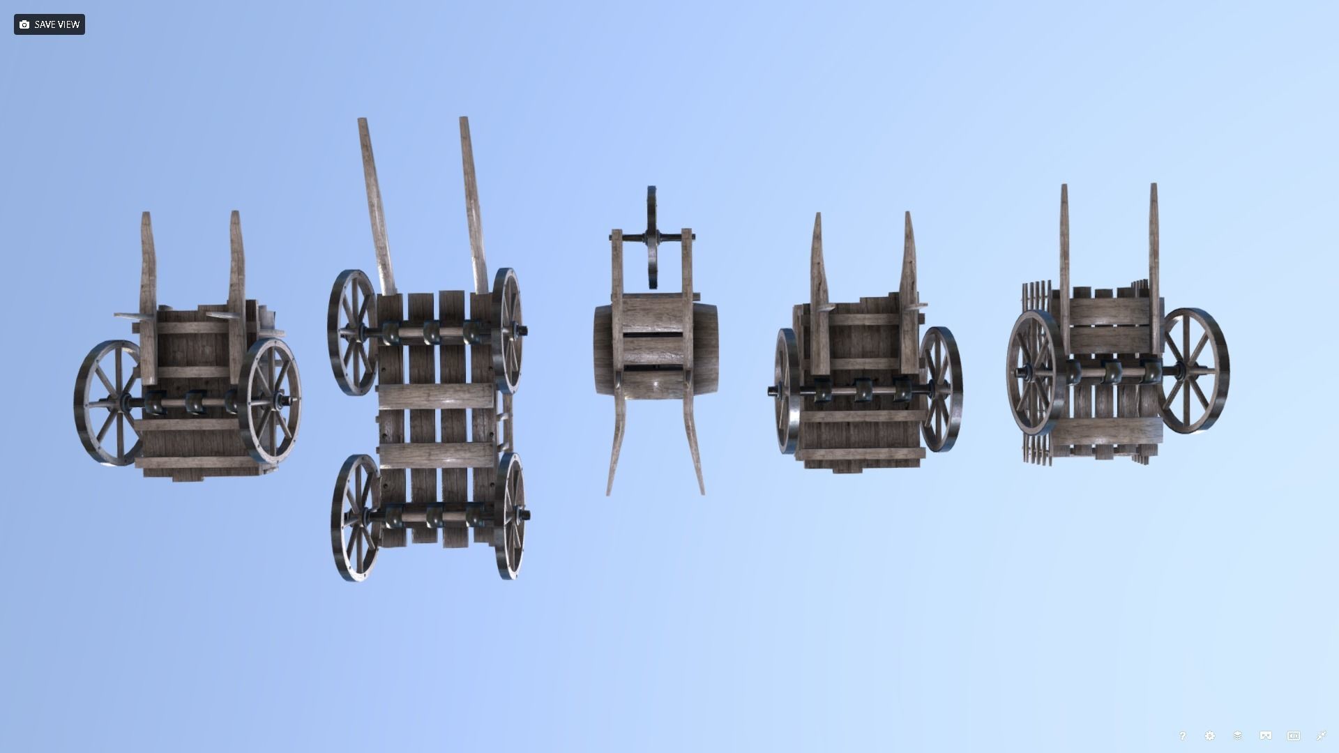 Medieval Cart Pack Low-poly 3D model_18
