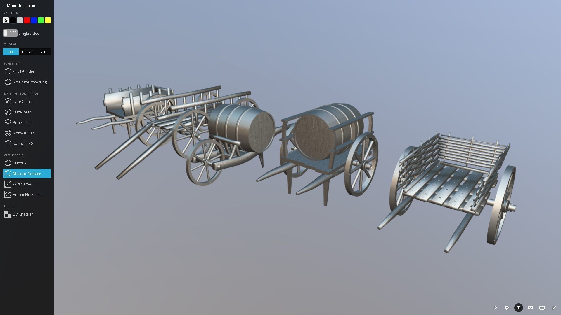 Medieval Cart Pack Low-poly 3D model_4