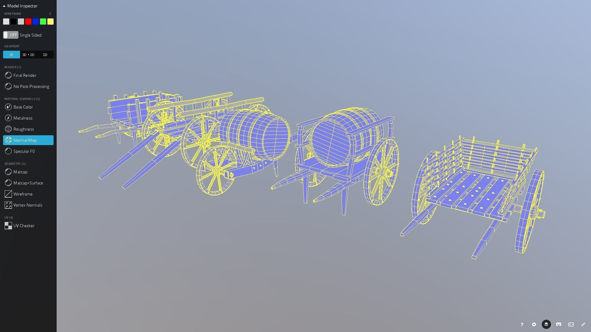 Medieval Cart Pack Low-poly 3D model_7