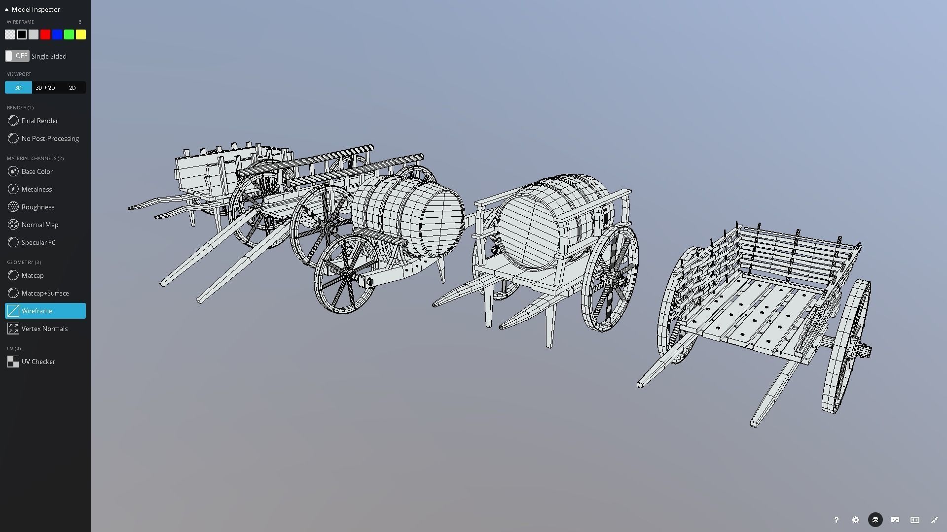Medieval Cart Pack Low-poly 3D model_3