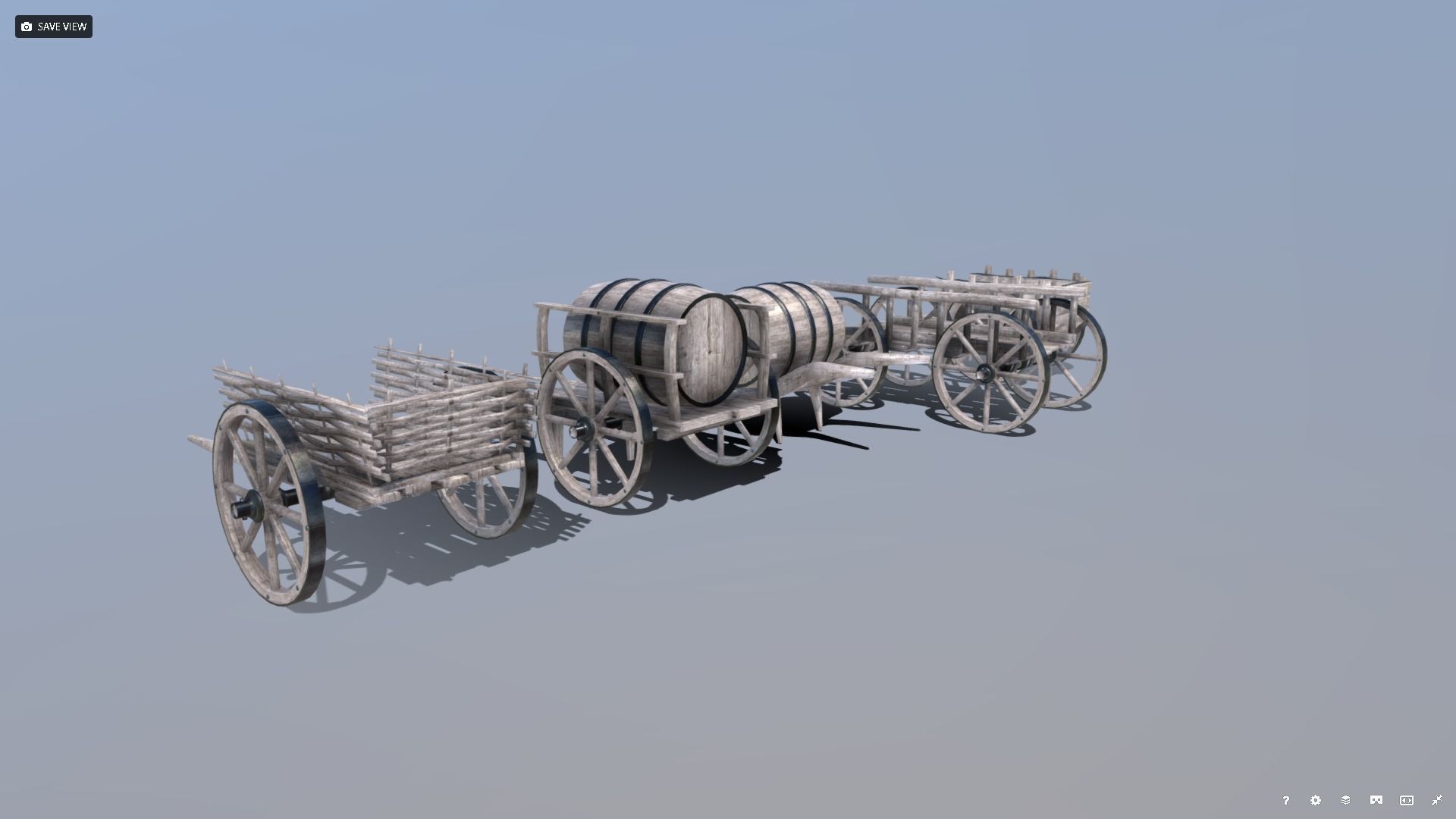 Medieval Cart Pack Low-poly 3D model_15