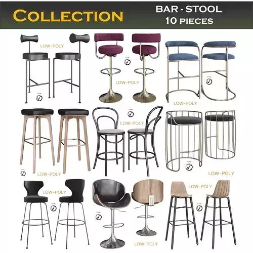 BAR - STOOL collection 3d model Low-poly 3D model