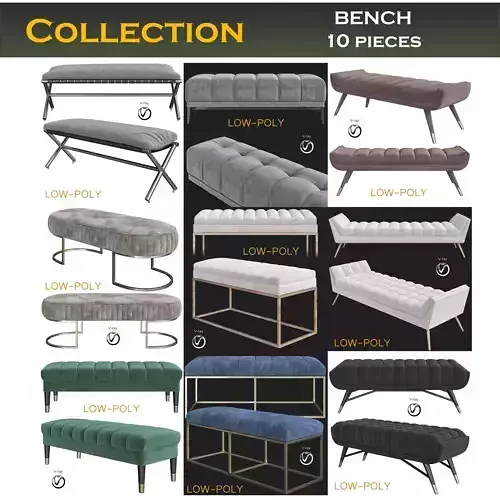 BENCH 10 pieces 3d model