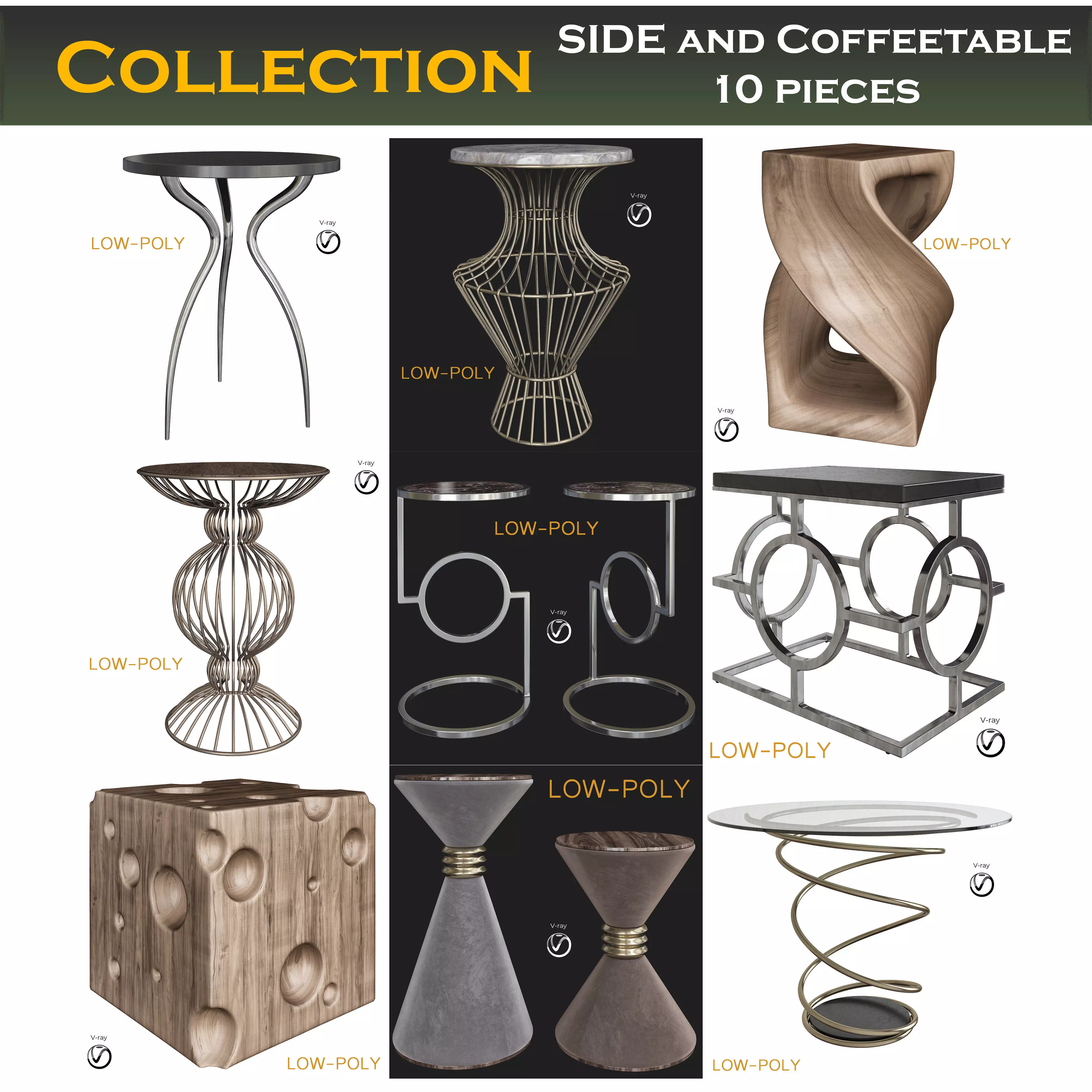 3D model SIDE and Coffeetable collection 3d model VR / AR / low-poly ...